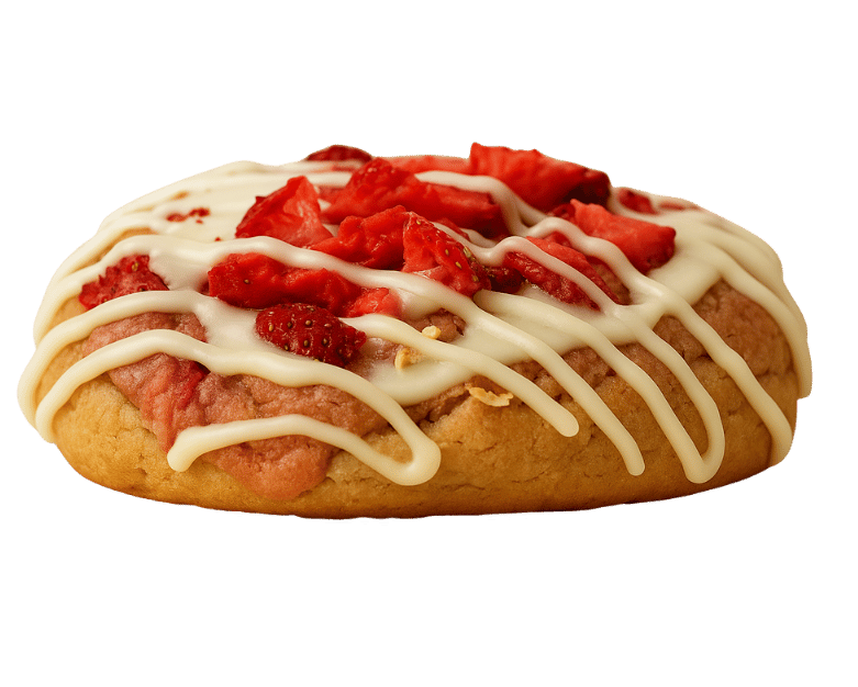 Strawberry Cheesecake Cookie with White Chocolate Drizzle